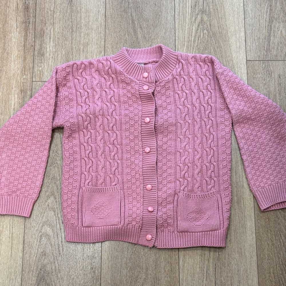 Elegant Pink Cable Knit Cardigan